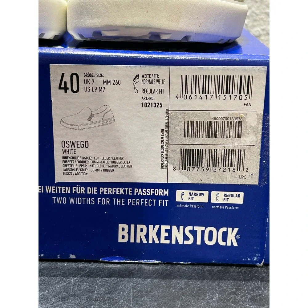 Birkenstock Oswego Natural Leather White EU 40 US L9 M7 Womens Mens